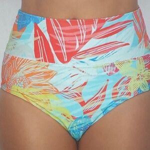 Hot Tropics Fold-Over High-Waist Bikini Bottom